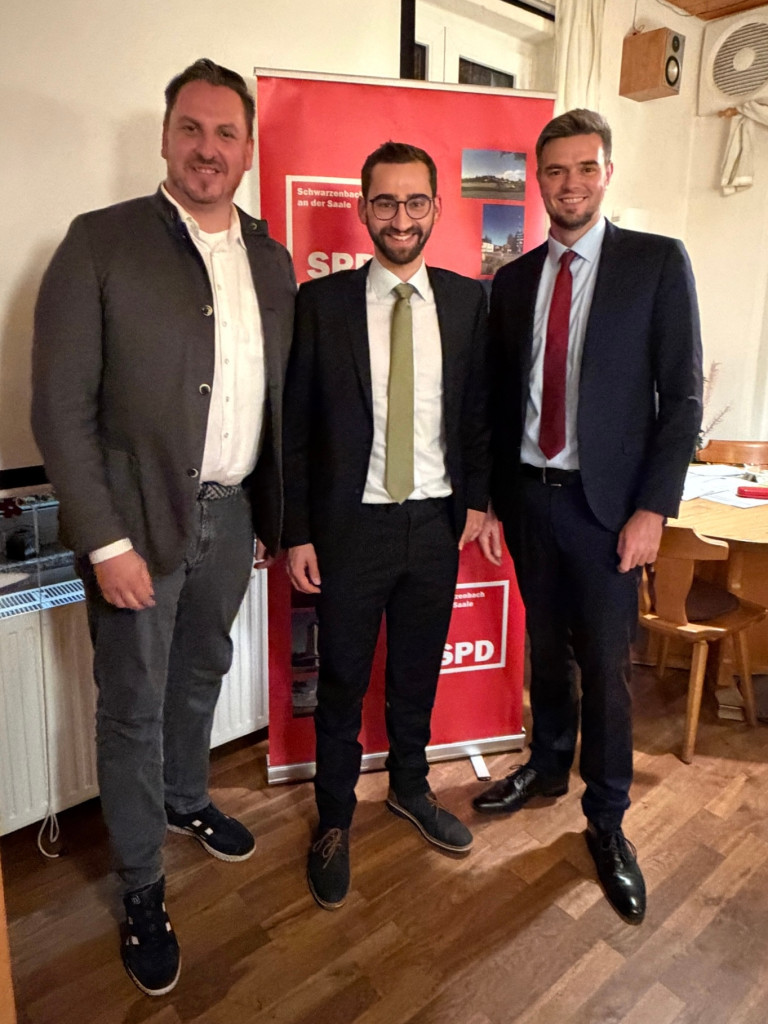 1. Bürgermeister von Münchberg Christan Zuber, Bürgermeisterkandidat Michael Haas, SPD-Landratskandidat Alexander Mosena